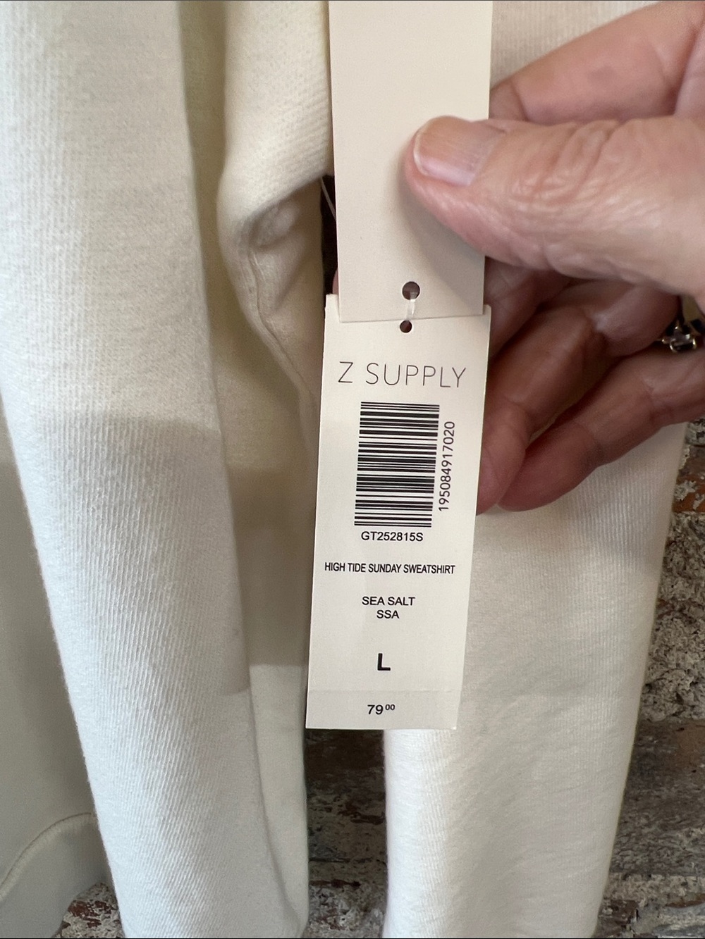 NWT Z SUPPLY Cream High Tide Sunday Sweatshirt in Sz Large drop shoulders - Picture 6 of 11